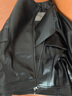 馬登女裝 美式荔枝紋機車(chē)服短款斜拉鏈立翻領(lǐng)PU皮衣夾克外套女士秋季 黑色 S 曬單實(shí)拍圖
