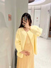 苒琦媽咪孕婦連衣裙秋冬孕媽高級穿搭毛衣開(kāi)衫兩件套背帶裙秋冬季長(cháng)裙套裝 黃色外套+黃色背心裙（兩件套） L 曬單實(shí)拍圖