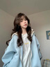 LDBE立領(lǐng)撞色棒球服外套女2026新款秋冬寬松美式學(xué)院風(fēng)夾克開(kāi)衫衛衣潮 藍色【春秋薄款】 L 【100-120斤】 曬單實(shí)拍圖