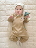 幼歌（YOUGE）冬季新品嬰幼兒小松鼠親膚保暖寬松爬服 卡其 80cm 曬單實(shí)拍圖