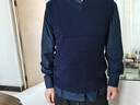 恒源祥全羊毛衫背心男春秋時(shí)尚坎肩V領(lǐng)爸爸裝中老年人馬甲針織衫 曬單實(shí)拍圖
