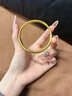 老鳳祥素圈古法黃金手鐲女足金999金鐲子三金結婚生日情人節禮物送女友 【中空加厚】金重約：7.2g 52圈口 曬單實(shí)拍圖