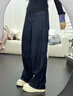 朗茵孕婦褲子秋冬外穿打底牛仔褲2025新款加絨加厚不勒肚子闊腿褲冬裝 深藍色春秋款 XL建議130-145斤 曬單實(shí)拍圖