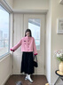 2026 秋冬新款純色雙面羊毛大衣女 小個(gè)子減齡款 帶胸針毛呢外套 粉紅色 M 曬單實(shí)拍圖
