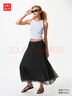 優(yōu)衣庫女裝雪紡長(cháng)裙/層疊顯瘦半身裙裙子479011 09 黑色 S /155/64A 曬單實(shí)拍圖