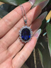 GEM STONE KING13克拉合成藍寶石項鏈夏寶石吊墜送女友彩寶鎖骨鏈七夕情人節禮物 曬單實(shí)拍圖