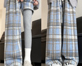 浪莎山本格子褲子女秋冬季2025新款高腰垂感闊腿褲休閑加厚毛呢女褲 曬單實(shí)拍圖