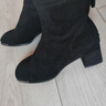 達芙妮絨面短靴女粗跟中跟瘦瘦靴女冬季加絨法式百搭裸靴女靴黑色加絨39 曬單實(shí)拍圖