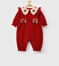 優(yōu)奇嬰兒衣服女寶秋季連體衣女寶寶滿(mǎn)月百天周歲禮服喜慶紅色外出爬服 曬單實(shí)拍圖