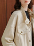 茵曼（INMAN） 外套女復古麂皮絨休閑寬松長(cháng)袖小個(gè)子夾克上衣 淺杏色 XL 曬單實(shí)拍圖