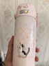 膳魔師（THERMOS）兒童保溫杯316l不銹鋼杯學(xué)生吸管杯直身水杯上學(xué)喝水杯子 TCKU 【萌寵小貓】吸管杯 460ml （含杯套） 曬單實(shí)拍圖
