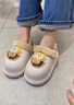 林下春雪充電加熱鞋發(fā)熱暖腳寶加熱拖鞋暖腳智能控溫電熱鞋電暖鞋暖腳神器 女生米白熊充電升級8000毫安電池 39-40 曬單實(shí)拍圖