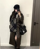 邦帛世圍巾女秋冬高級氛圍感黑白格條紋拼色雙面圍巾冬季韓版披肩 圍巾【黑白格子】 曬單實(shí)拍圖