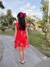 潮思匯中秋演出服女童連衣裙夏裝旗袍裙子夏季洋氣女孩中國風(fēng)公主漢服 盤(pán)扣飛袖花瓣裙 紅色 50 建議身高40cm左右 曬單實(shí)拍圖
