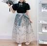 哈羅小黃鴨HAL.DUCK兒童漢服馬面裙套裝2025新款女童古風(fēng)仙國風(fēng)夏季薄款旗袍連衣裙 黑色【馬面裙套裝】 90 cm 曬單實(shí)拍圖