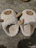 幸?，旣悆和尥闲【d羊寶寶棉拖鞋室內家用秋冬毛絨保暖男童女童可愛(ài) 奶油杏 24.5 內長(cháng)17cm 適合腳長(cháng)15.5cm 曬單實(shí)拍圖