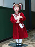 G.duck小黃鴨童裝女童連衣裙秋冬季兒童中式裙子加絨加厚小童拜年服女孩 紅色 90 cm建議身高85-95cm 曬單實(shí)拍圖