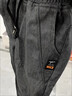 加絨加厚牛仔褲男秋冬季彈力電焊工作服耐磨大碼勞保褲汽修工裝褲 加絨款 433灰色 4XL 建議160-175斤 曬單實(shí)拍圖