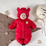 G.duck嬰幼兒連體衣羽絨服冬裝寶寶加厚外出抱衣小月齡爬服冬季哈衣保暖 紅色羽絨服 66 cm 曬單實(shí)拍圖