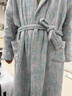 莫代爾純棉浴袍四層紗布秋冬厚款男女汗蒸服浴衣情侶款棉紗吸水速干睡袍 線(xiàn)條象--灰藍 XL -體重130-170斤 曬單實(shí)拍圖