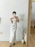 閃動(dòng)少女（SHANDONGSHAONV）法式白色荷葉邊一字肩連衣裙子女夏2025年新款 S 曬單實(shí)拍圖