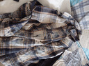 頂峰保羅（Dingfengbaoluo）扎染格子襯衫長(cháng)袖秋季襯衣設計感美式寬松休閑外套XNO02藍格XL 曬單實(shí)拍圖