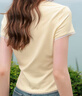 三彩2025夏季新款燙金T恤純色V領(lǐng)正肩短袖上衣修身短款簡(jiǎn)約M 嫩黃色 M 160/84A 曬單實(shí)拍圖