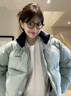 蕓蕁羽絨服女短款藍色立領(lǐng)冬潮牌寬松情侶韓版面包服外套冬季 奶藍色【加厚高品版】 S 80-120斤 曬單實(shí)拍圖