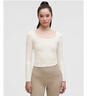 lululemon丨Smooth and Ribbed Nulu? 女士運動(dòng)低圓領(lǐng)長(cháng)袖 T 恤 LW3INDS 淺象牙白 M /8 曬單實(shí)拍圖
