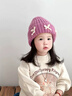 BIBK日本兒童帽子冬天毛線(xiàn)帽蝴蝶結加厚保暖針織護耳帽寶寶套頭帽防風(fēng) 紫色 曬單實(shí)拍圖