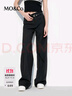 MO&Co.休閑褲簡(jiǎn)約設計感中高腰及地直筒闊腿褲(附腰帶)黑色摩安珂 黑色 M 165 曬單實(shí)拍圖