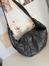 CHARLIE&KELLI品牌女士包包新款小眾單肩斜挎包高級感通勤包牛角包女包生日禮物 黑灰色【生日禮物送女友送老婆】 曬單實(shí)拍圖