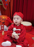 G.DUCKKIDS小黃鴨嬰兒套裝秋冬季男寶寶抓周衣服中國風(fēng)周歲新年喜慶拜年禮服 紅色三件套 90 尺碼1~2歲【 80-90cm】 曬單實(shí)拍圖