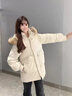 啄木鳥(niǎo)（TUCANO）白鴨絨羽絨服女短款2024新款冬季爆款加厚小個(gè)子中長(cháng)款大毛領(lǐng)外套 米白-貉子毛 L 推薦(115-130體重) 曬單實(shí)拍圖