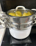榮事達（Royalstar）陶瓷蒸鍋304不銹鋼湯鍋家用燉鍋蒸煮兩用蒸籠鍋電磁爐燃氣通用 【內鋼外陶】單層蒸鍋 24cm 曬單實(shí)拍圖
