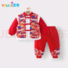 優(yōu)奇寶寶衣服秋冬加絨加厚套裝滿(mǎn)月白天周歲禮服嬰兒過(guò)年拜新年裝 曬單實(shí)拍圖