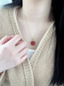 金大福 紅瑪瑙吊墜紅色項鏈女款紅寶石方糖生日圣誕節送女友老婆禮物 曬單實(shí)拍圖