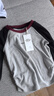 三彩2025冬季新款刺繡T恤圓領(lǐng)插肩袖修身上衣短款休閑M 花灰色 S 155/80A 曬單實(shí)拍圖