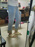 betu百圖女裝高腰闊腿褲超顯腿長(cháng)牛仔褲女2202T55 牛仔色 M 曬單實(shí)拍圖