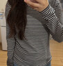 優(yōu)衣庫女裝柔軟羅紋條紋圓領(lǐng)T恤長袖百搭打底內(nèi)搭秋冬新款480036 69 藏青色 L /160/88A 曬單實拍圖