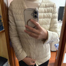 鴨鴨（YAYA）佟麗婭明星同款輕薄羽絨服女短款韓版休閑保暖羽絨內膽輕便外套 米白色 L 曬單實(shí)拍圖