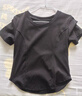 純欲風(fēng)圓領(lǐng)弧形下擺短袖t恤女夏韓版修身不規則上衣短款KJY#A007# KJY#A007#黑色 L 【97-109斤】 曬單實(shí)拍圖