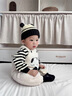 G.duck小黃鴨嬰兒衣服秋冬夾棉加厚背帶褲分體加絨套裝一歲男女寶寶冬裝 黑條紋 73cm 73碼3-7月（建議寶寶6-8公斤左右)cm 曬單實(shí)拍圖