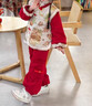 迪士尼女童加絨冬季漢服套裝拜年服女寶寶加厚唐裝新年裝中式保暖國風(fēng)潮 紅色 90 曬單實(shí)拍圖