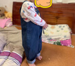 幼歌（YOUGE）嬰幼兒薯條造型軟牛仔背帶休閑褲寶寶童趣舒適寬松褲子 牛仔藍 90 cm 曬單實(shí)拍圖