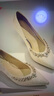 紅蜻蜓婚鞋25年新款細跟不累腳水鉆高跟鞋新娘婚紗單鞋WTB35081 金色 38 曬單實(shí)拍圖