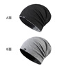 CACUSS帽子女春夏保暖月子帽產(chǎn)婦棉睡帽包頭薄款堆堆帽套頭冷帽 黑拼灰 曬單實(shí)拍圖