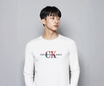 CK男裝長(cháng)袖ck t恤男2025秋冬季新款圓領(lǐng)休閑潮牌修身百搭男裝打底衫 白色 525款 L 【120-140斤】 曬單實(shí)拍圖