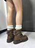 達芙妮爆款短靴褲管靴女2025秋冬季新款加絨厚底甜酷美拉德短筒靴女鞋靴 棕色（加絨冬款） 37 曬單實(shí)拍圖