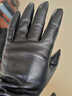 嫵（WOO）手套新款觸屏山羊皮真皮男士冬季保暖加絨加厚防風(fēng)防寒騎行開(kāi)車(chē) 鄂皮三紋【山羊皮可觸屏*禮袋盒裝】*暖絨里 M 曬單實(shí)拍圖
